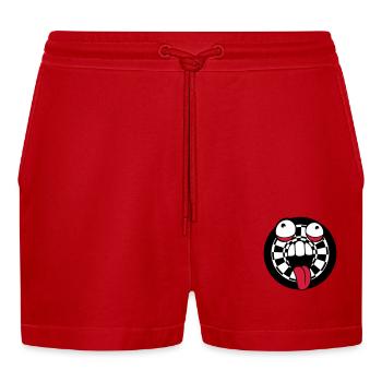 play darts club arrow target crazy g - Organic Relaxed Cropped Shorts Made in EU - red - Front