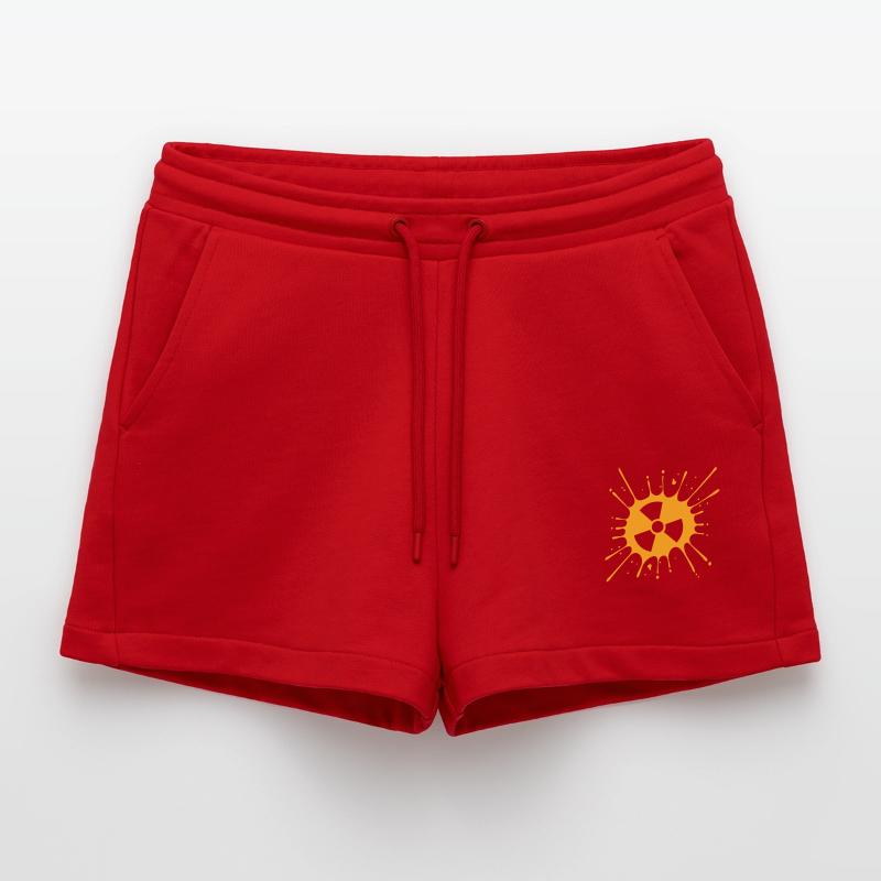 caution atomic symbol radioactive warning note Organic Relaxed Cropped Shorts Made in EU