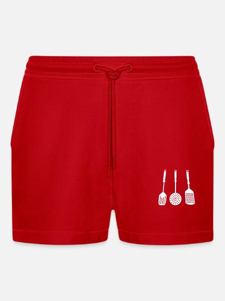 spatula - Organic Relaxed Cropped Shorts Made in EU - red