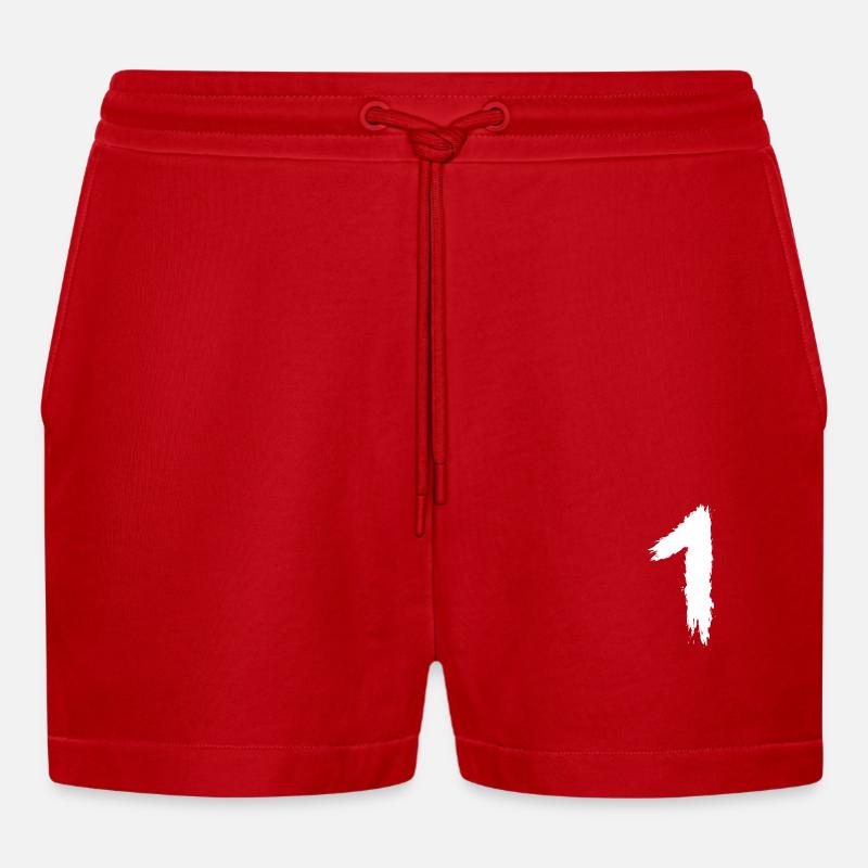 Zahl 1 Nummer Eins - Organic Relaxed Cropped Shorts Made in EU - Rot