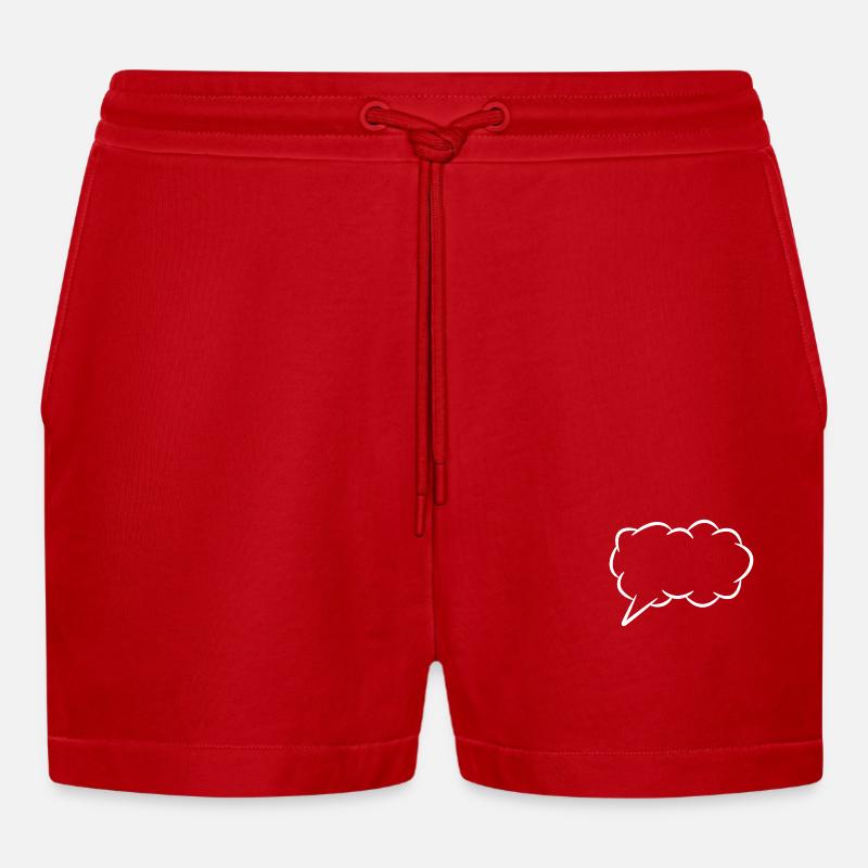 Speech bubble thought bubble - Organic Relaxed Cropped Shorts Made in EU - red