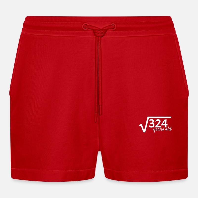 18 years old root math - Organic Relaxed Cropped Shorts Made in EU - red