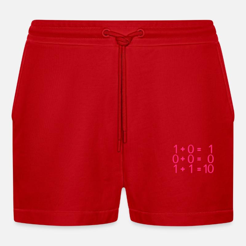 Computer science rules programmers - Organic Relaxed Cropped Shorts Made in EU - red
