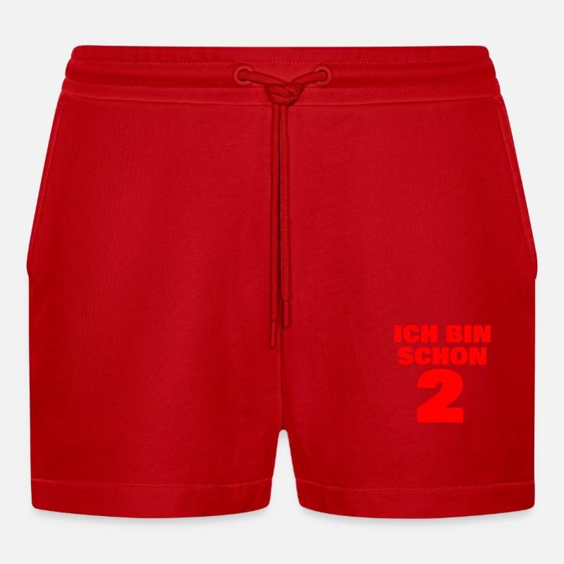 Ich bin schon 2 - Organic Relaxed Cropped Shorts Made in EU - Rot