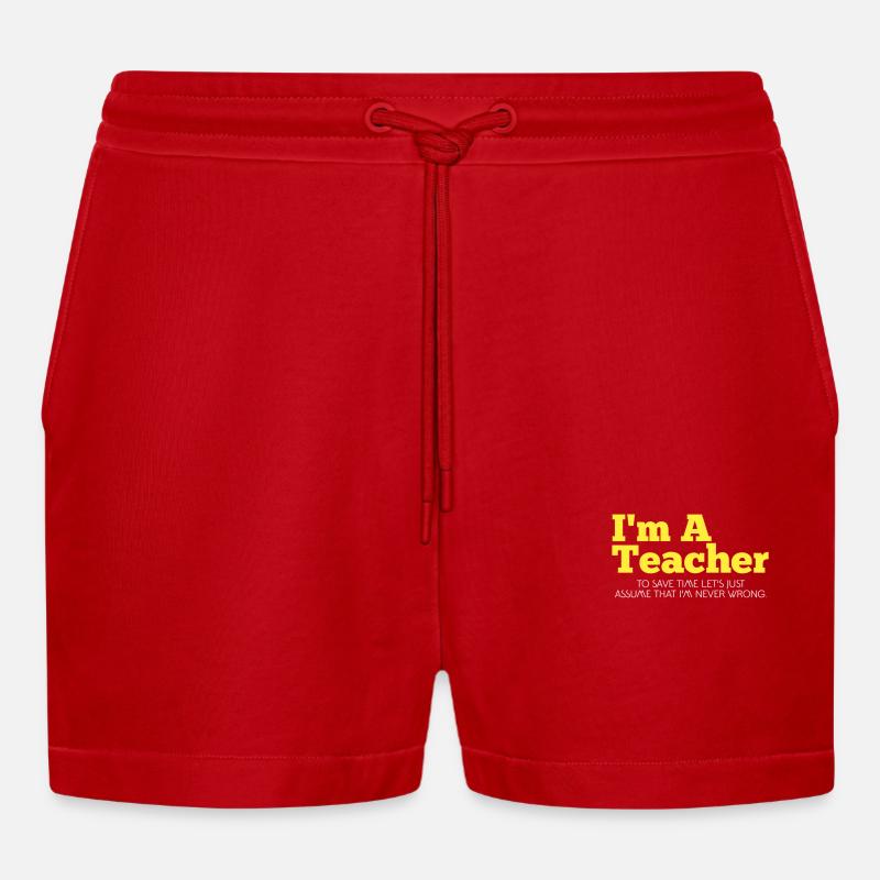 Ich bin ein Lehrer. - Organic Relaxed Cropped Shorts Made in EU - Rot