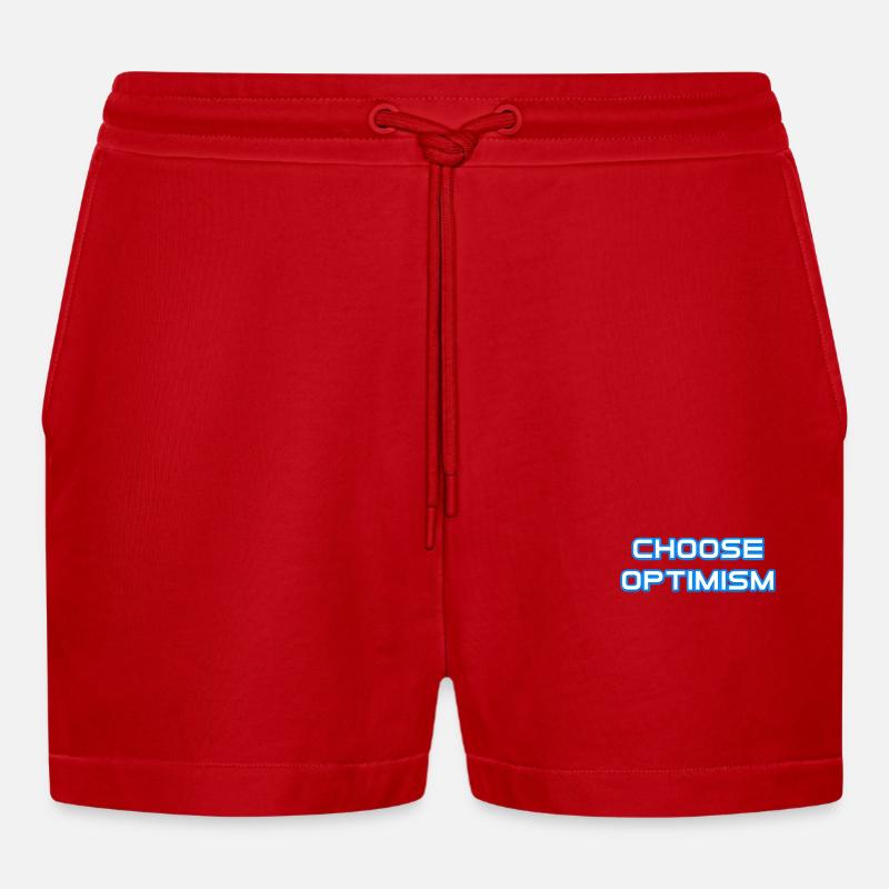 Wählen Sie Optimismus - Organic Relaxed Cropped Shorts Made in EU - Rot