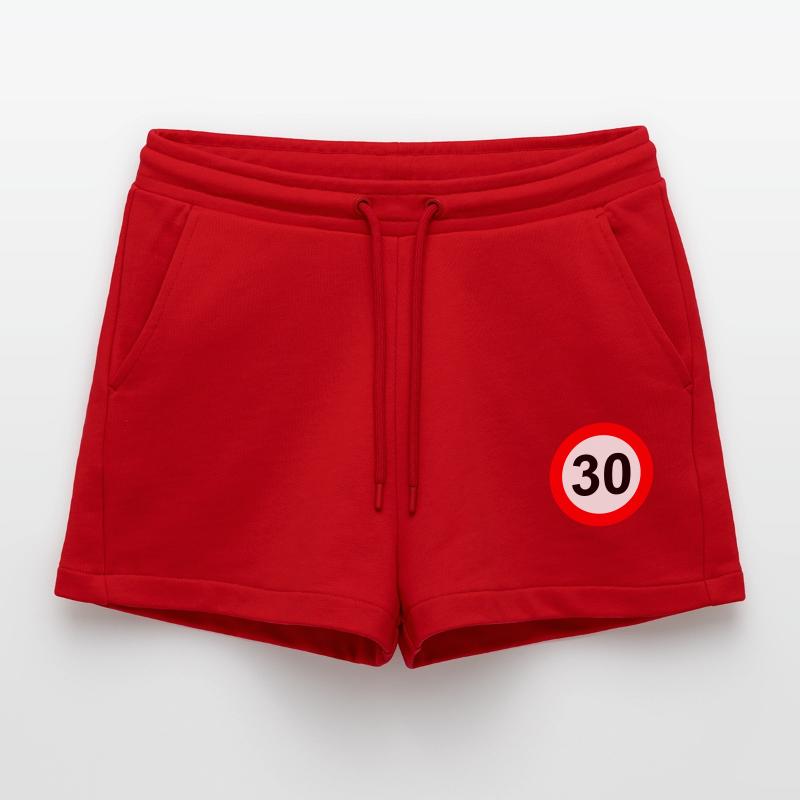 Road sign speed limit 30 Organic Relaxed Cropped Shorts Made in EU