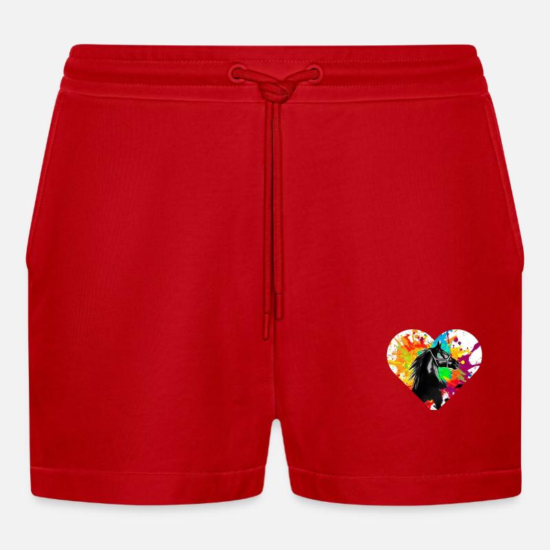 Pferd - Organic Relaxed Cropped Shorts Made in EU - Rot