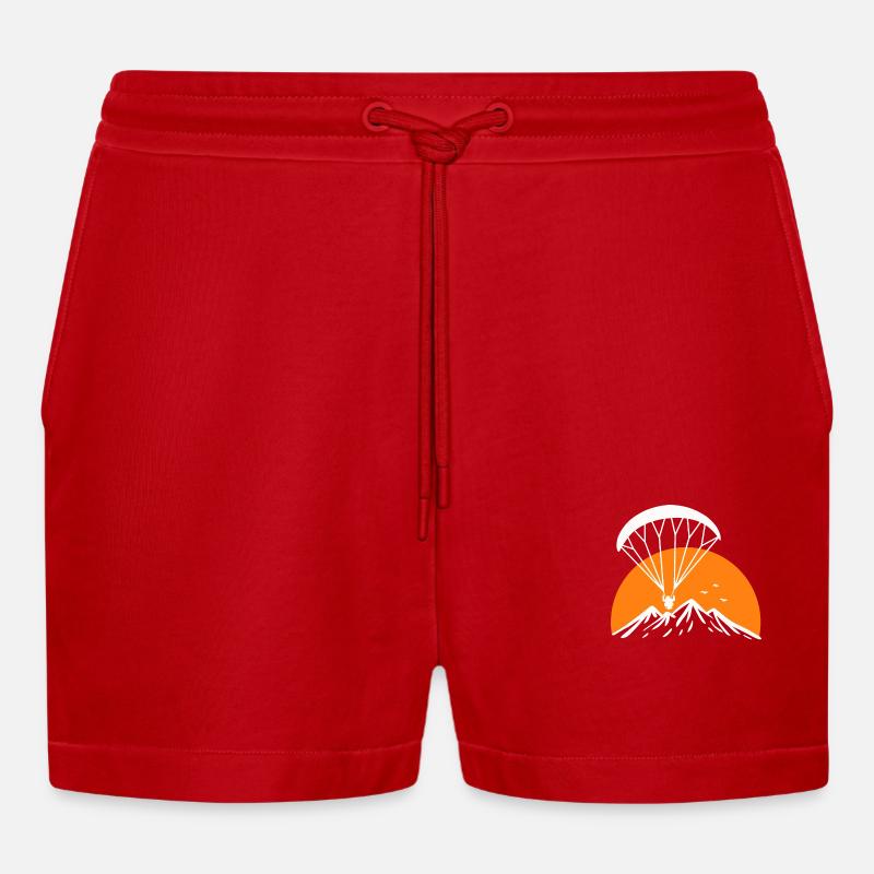 Paramotoring Retro Design - Organic Relaxed Cropped Shorts Made in EU - Rot