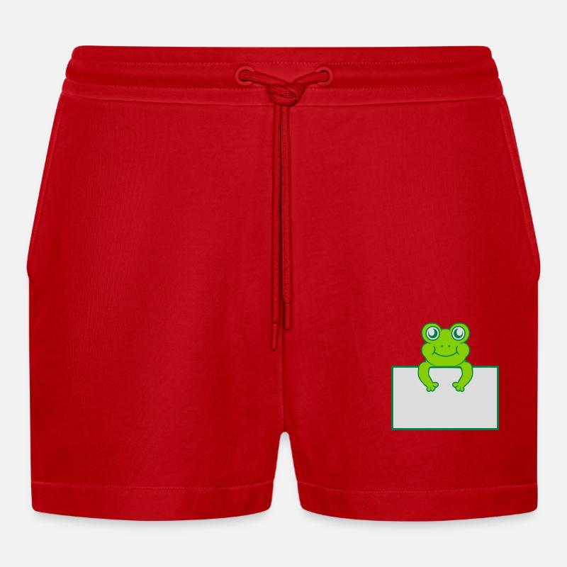 Texte présent bouclier de grenouille - Short bio décontracté court fabriqué en UE - rouge