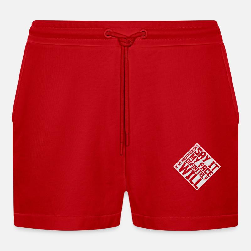 my face definitely will - Organic Relaxed Cropped Shorts Made in EU - red