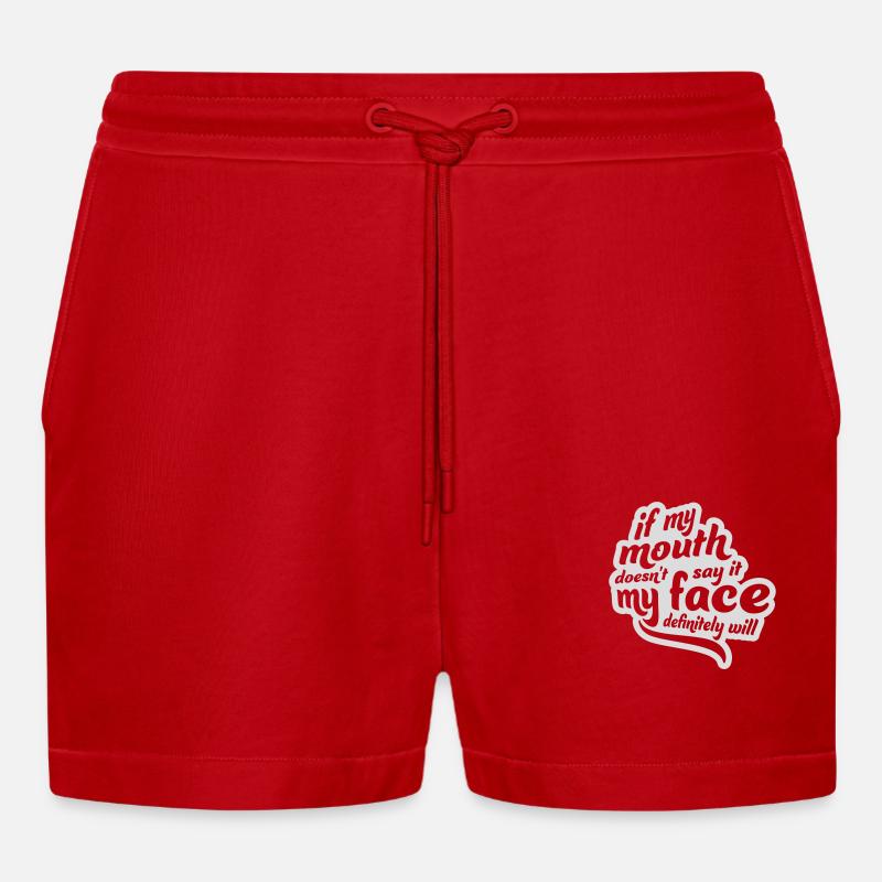 my face definitely will - Organic Relaxed Cropped Shorts Made in EU - Rot