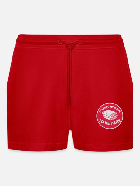 I closed my book - Organic Relaxed Cropped Shorts Made in EU - red
