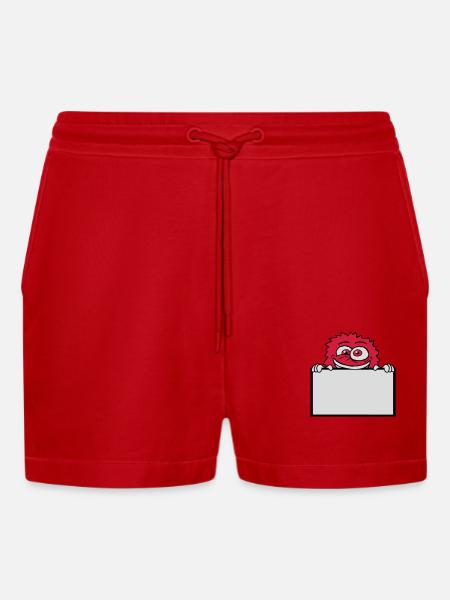 Sign show insane monster - Organic Relaxed Cropped Shorts Made in EU - red