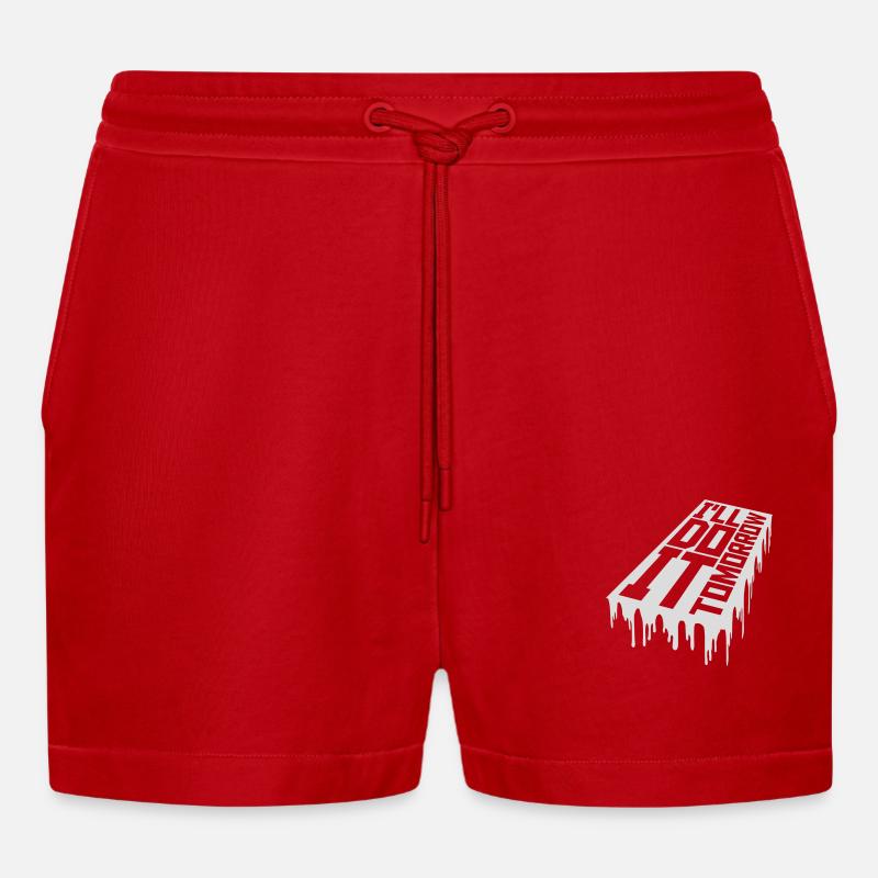 do it tomorrow Zitat - Organic Relaxed Cropped Shorts Made in EU - Rot