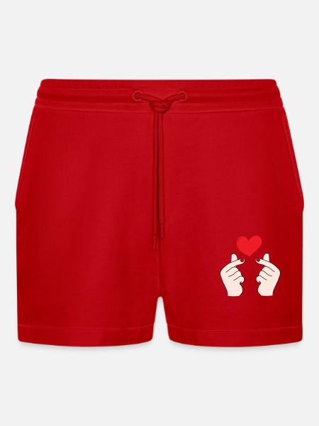 Finger hearts 5 - Organic Relaxed Cropped Shorts Made in EU - red