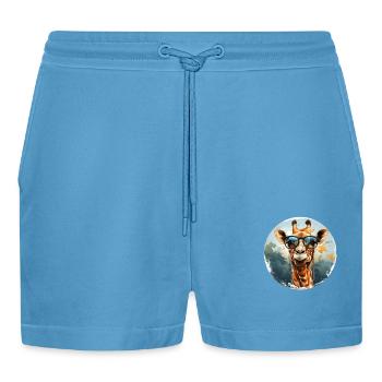 Girafe hipster animale avec des lunettes de soleil drôle - Short bio décontracté court fabriqué en UE -  Sol Blue - Devant