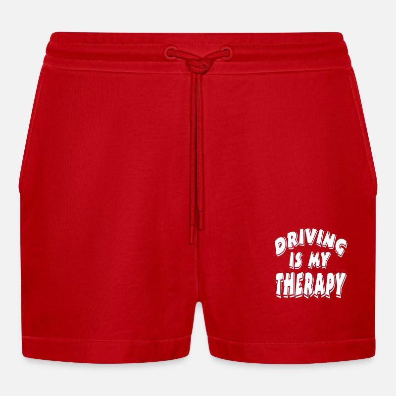 Car - Organic Relaxed Cropped Shorts Made in EU - red