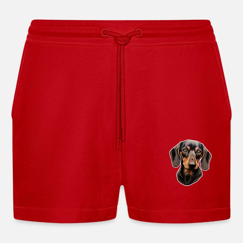 Dackel oder Dachshund - Organic Relaxed Cropped Shorts Made in EU - Rot