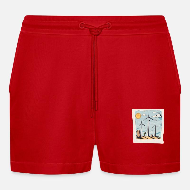 pale eoliche - Pantaloncini corti ecologici casual Made in UE - rosso