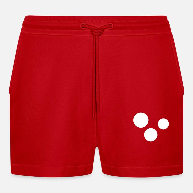 Three Circles Circle - Organic Relaxed Cropped Shorts Made in EU - red
