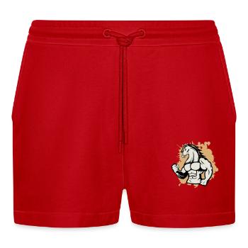 pferd stark - Organic Relaxed Cropped Shorts Made in EU - Rot - Vorne