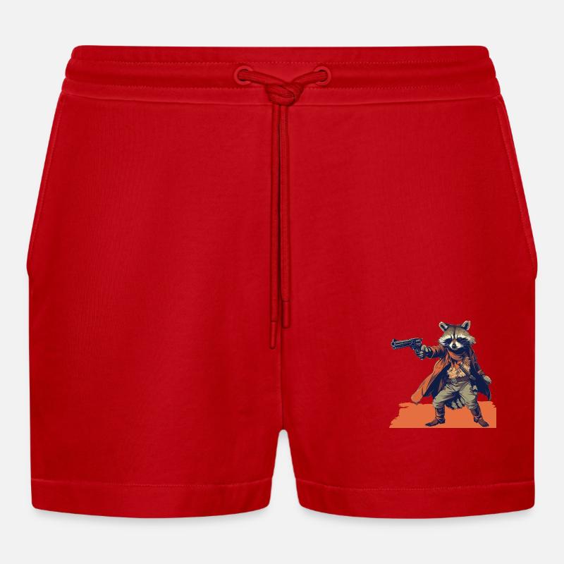 Waschbär - Organic Relaxed Cropped Shorts Made in EU - Rot