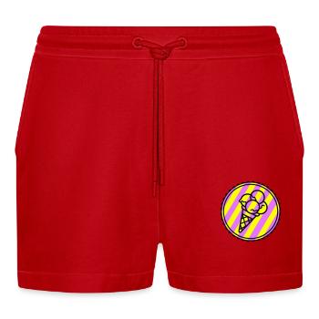 Eicreme Eis Icon - Organic Relaxed Cropped Shorts Made in EU - Rot - Vorne