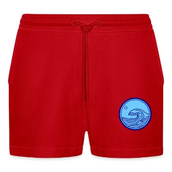 Sea Ocean Wave Water - Organic Relaxed Cropped Shorts Made in EU - red - Front