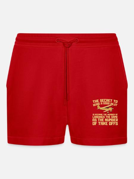 Lustige Flugzeugpiloten - Organic Relaxed Cropped Shorts Made in EU - Rot