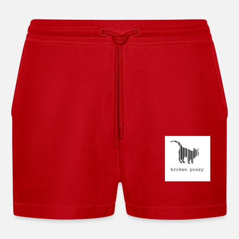 Broken Katze - Organic Relaxed Cropped Shorts Made in EU - Rot