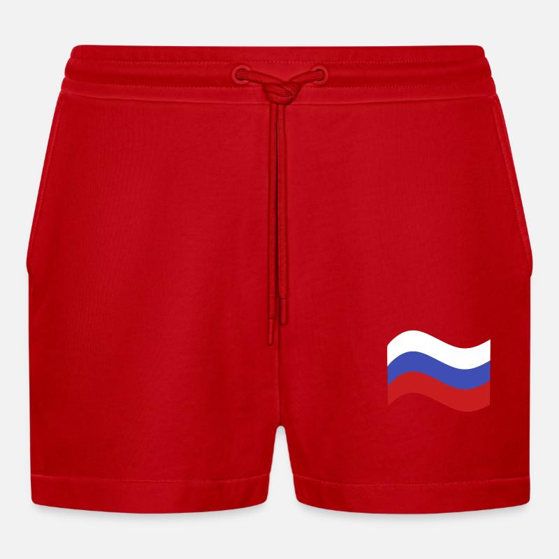 Drapeau de la Russie - Short bio décontracté court fabriqué en UE - rouge