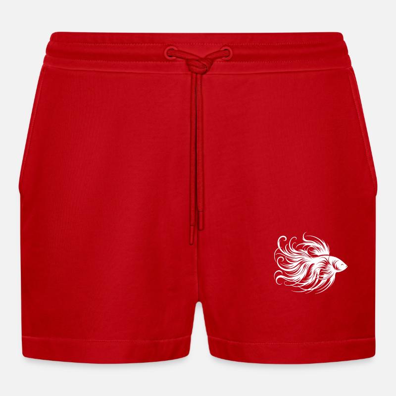 Prächtiger Kampffisch Gattung Labyrinthfisch - Organic Relaxed Cropped Shorts Made in EU - Rot