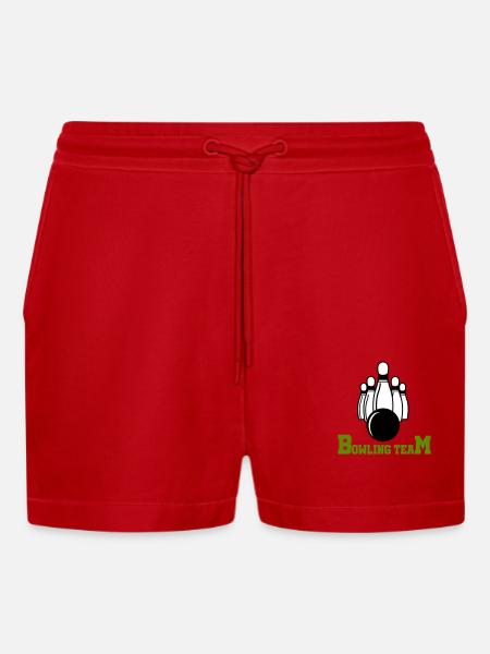Bowling Team - Organic Relaxed Cropped Shorts Made in EU - red