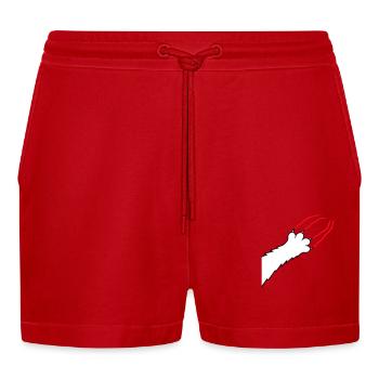 Cats, Claws, Paws, Paws, Claws, Scratches, Stripes - Organic Relaxed Cropped Shorts Made in EU - red - Front