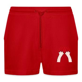 Cats, Claws, Paws, Paws, Claws, Scratches, Stripes - Organic Relaxed Cropped Shorts Made in EU - red - Front