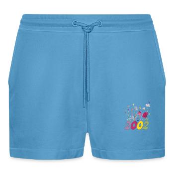 Year of birth 2000 wildflowers - Organic Relaxed Cropped Shorts Made in EU -  Sol Blue - Front