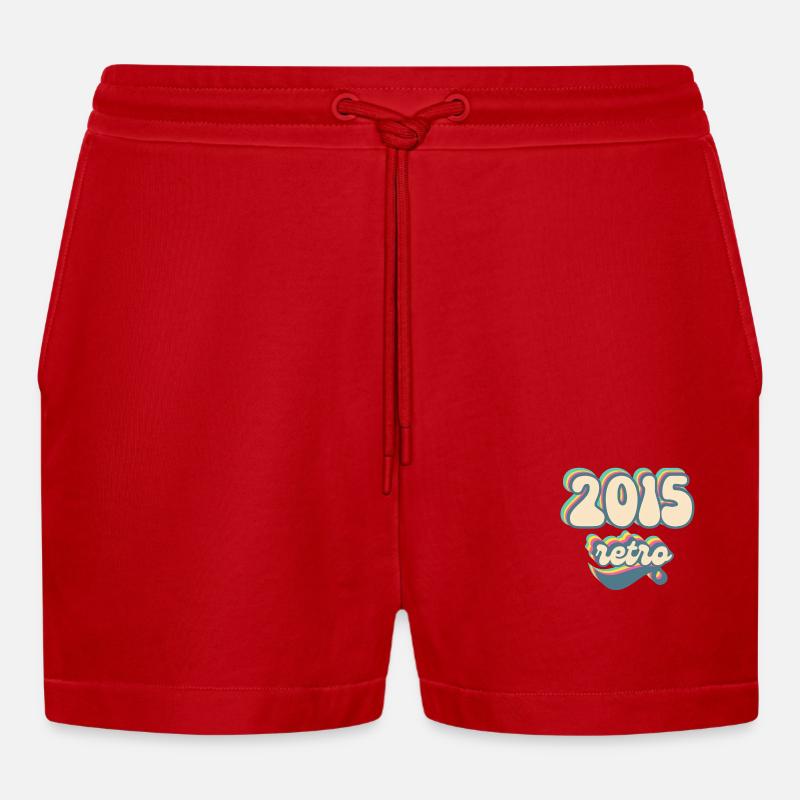 2015 Retro Geschenkidee - Organic Relaxed Cropped Shorts Made in EU - Rot