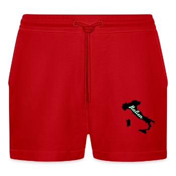 Italy Country - Organic Relaxed Cropped Shorts Made in EU - red - Front