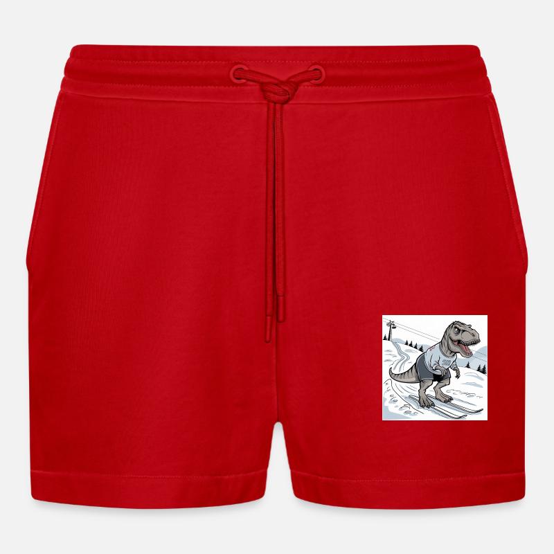 Ski-Rex, T-Rex - Organic Relaxed Cropped Shorts Made in EU - Rot