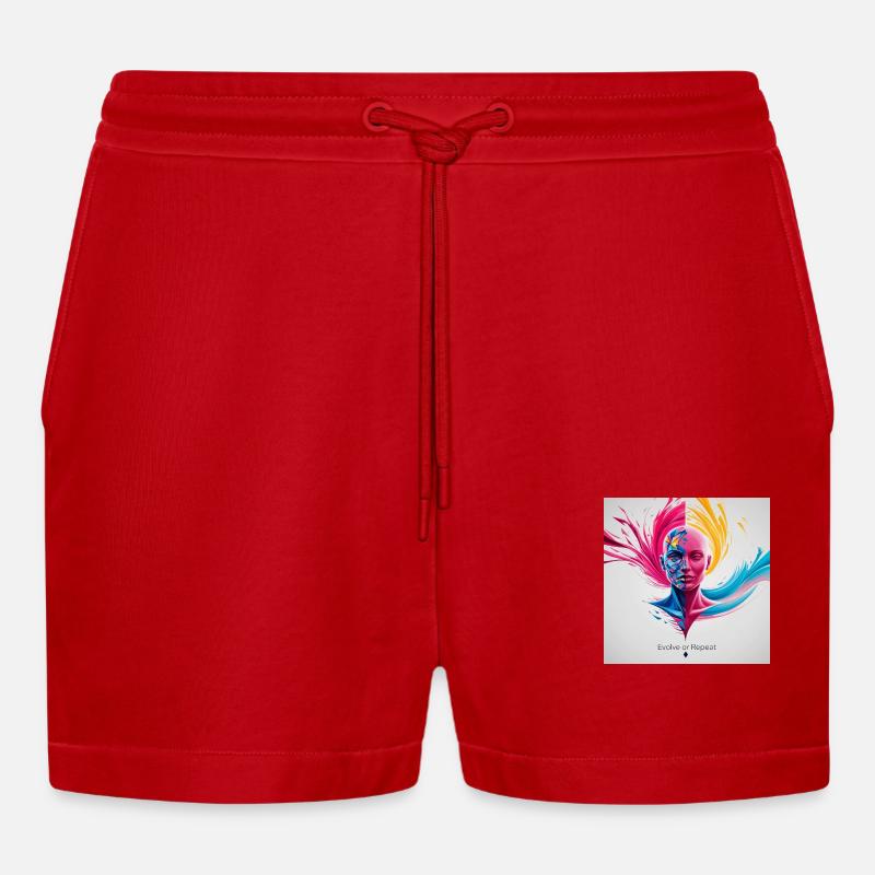 Evolve or repeat - Organic Relaxed Cropped Shorts Made in EU - Rot