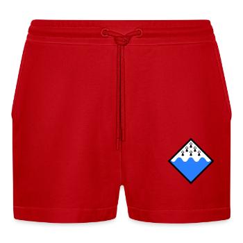 Morbihan - Organic Relaxed Cropped Shorts Made in EU - red - Front