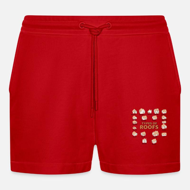 Arten von Dächern Dacharchitekturstile - Organic Relaxed Cropped Shorts Made in EU - Rot