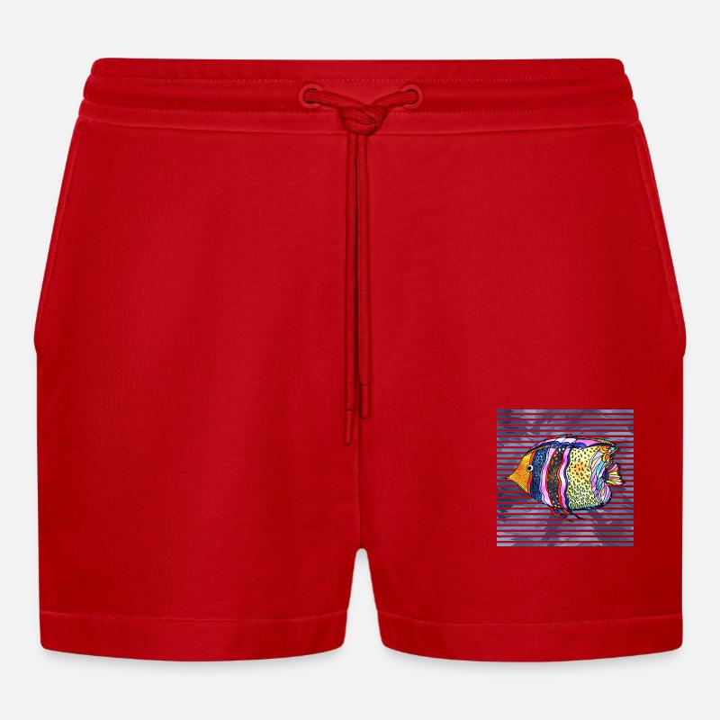 Fisch - Organic Relaxed Cropped Shorts Made in EU - Rot