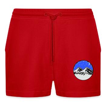 Starry sky mountains - Organic Relaxed Cropped Shorts Made in EU - red - Front
