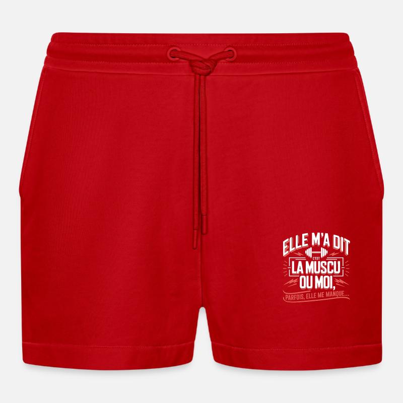 Bodybuilding oder ich - Organic Relaxed Cropped Shorts Made in EU - Rot