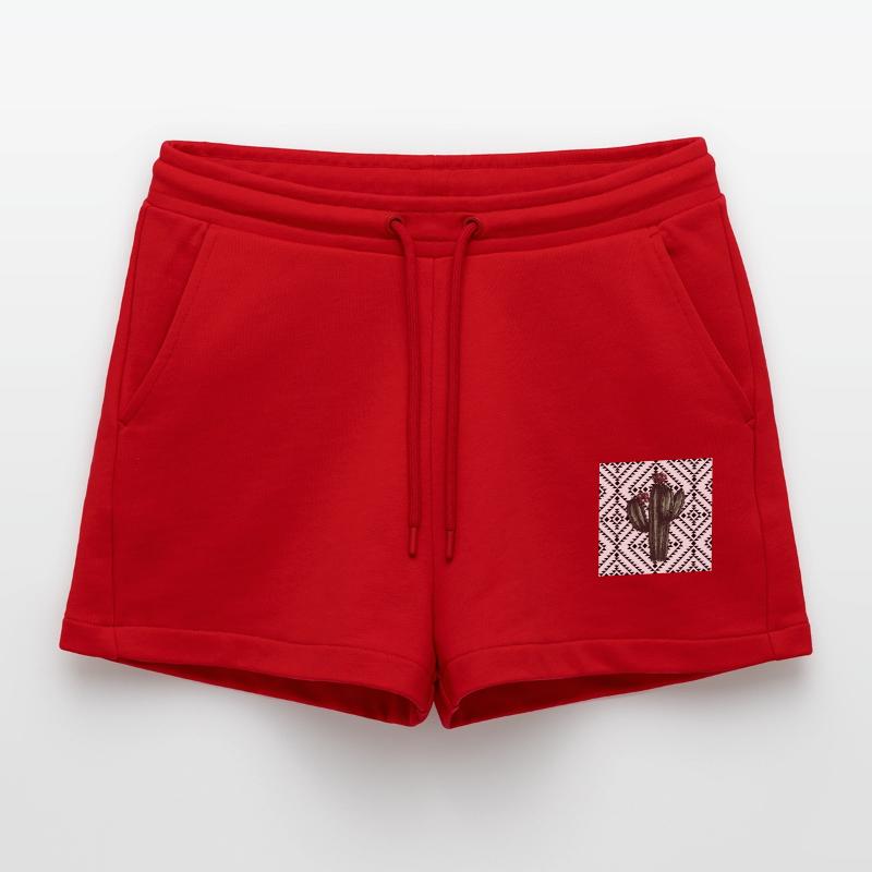 Cactus Geometric Pattern Design Organic Relaxed Cropped Shorts Made in EU