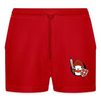 Duck Knight Armor Sword Shield Helmet Fighter - Organic Relaxed Cropped Shorts Made in EU - red - Front