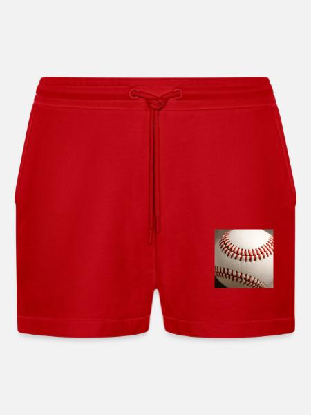 Baseball - Organic Relaxed Cropped Shorts Made in EU - red