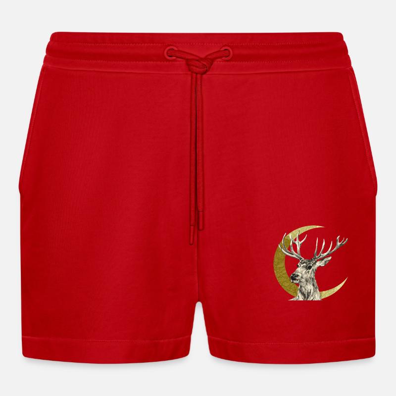 Cerf - Short bio décontracté court fabriqué en UE - rouge